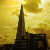 Buy canvas prints of The Shard, London, Golden Sky by Les Morris