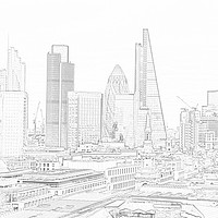 Buy canvas prints of    Pencil Sketch London Skyline        by Les Morris