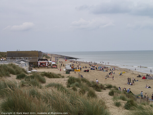 Camber Sands on a Sunny Day in July. Picture Board by Mark Ward