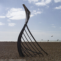 Buy canvas prints of The Landing Sculpture on Hastings Beach by Mark Ward