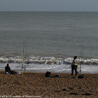 Buy canvas prints of Beach Fishing in Hastings. by Mark Ward