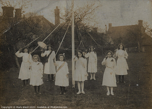 Maypole Dancing in Sussex from long ago Picture Board by Mark Ward