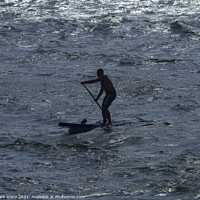 Buy canvas prints of Brave Rough Sea Paddle Board Man. by Mark Ward