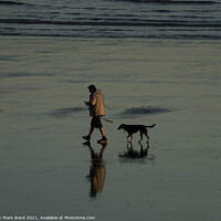 Buy canvas prints of A Man with a Phone, and a Dog. by Mark Ward