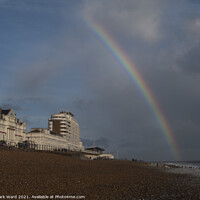 Buy canvas prints of Rainbow over the Sea. by Mark Ward