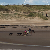 Buy canvas prints of Autumn Activity on Camber Sands. by Mark Ward