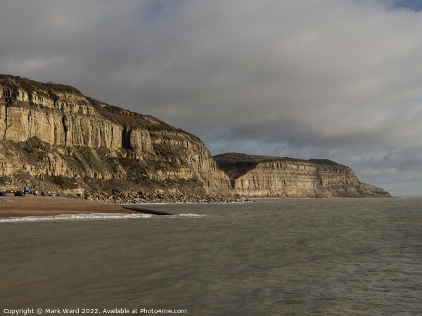 The Cliffs of Hastings on a Moody Day. Picture Board by Mark Ward