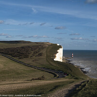 Buy canvas prints of Beachy Head and the Lighthouse. by Mark Ward