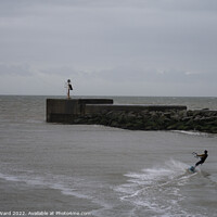 Buy canvas prints of Kiteboarding near Hastings Harbour Arm. by Mark Ward