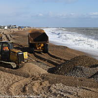 Buy canvas prints of Beach Repairs on Hastings Seafront. by Mark Ward