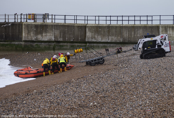 Hastings Inshore Lifeboat safely back to base.  Picture Board by Mark Ward