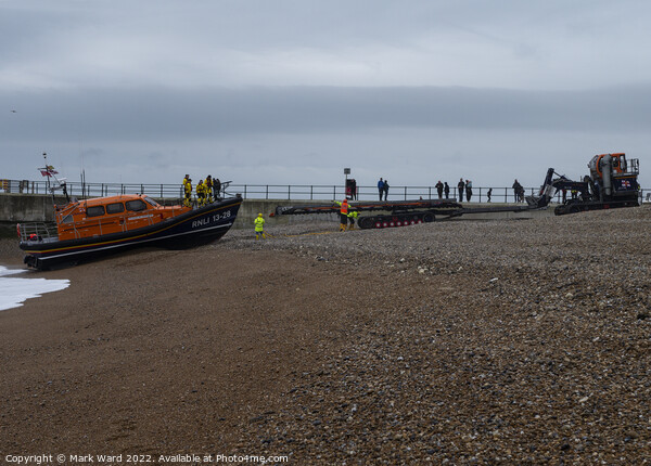 Hastings Lifeboat returning to base Picture Board by Mark Ward