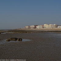 Buy canvas prints of Bexhill from the beach at low tide. by Mark Ward