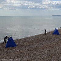 Buy canvas prints of Fishing on Hastings beach. by Mark Ward