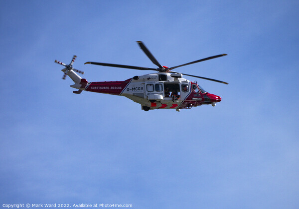 Coastguard Rescue Helicopter over Rye. Picture Board by Mark Ward