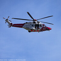 Buy canvas prints of Coastguard Rescue Helicopter over Rye. by Mark Ward