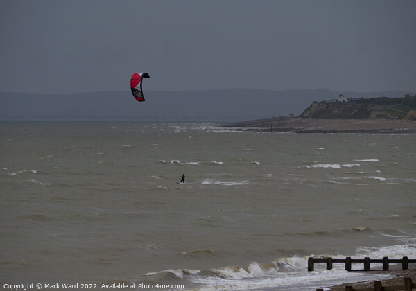 Kite surfing near Galley Hill. Picture Board by Mark Ward