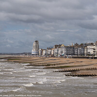 Buy canvas prints of Hastings and St Leonards sefront on a windy day. by Mark Ward