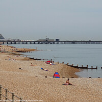 Buy canvas prints of Hastings Beach on a Hazy Lazy Day in June. by Mark Ward