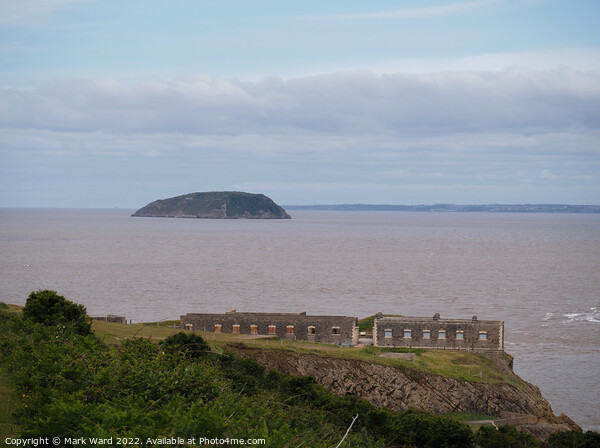 Brean Down Fort with Steep Holm Island. Picture Board by Mark Ward