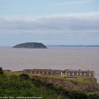 Buy canvas prints of Brean Down Fort with Steep Holm Island. by Mark Ward