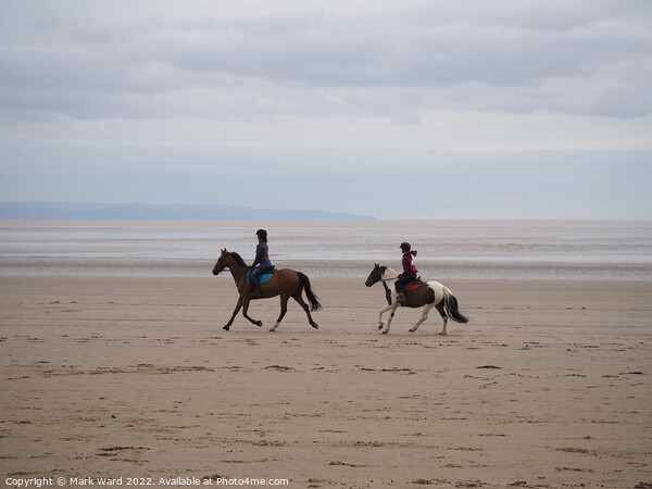 Horseriding on Berrow Beach. Picture Board by Mark Ward