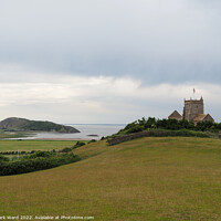 Buy canvas prints of The Church of St Nicholas in Uphill and Brean Down. by Mark Ward
