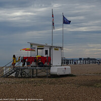 Buy canvas prints of The Lifeguard Station on Hastings beach. by Mark Ward