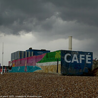 Buy canvas prints of The Bathing Hut Cafe by Mark Ward
