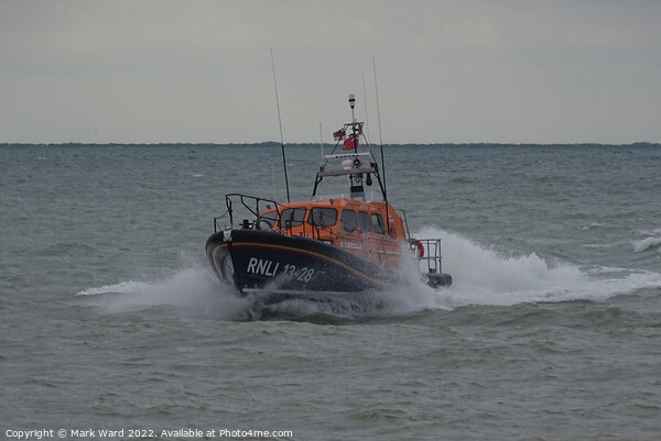 Hastings Lifeboat speeding to the rescue Picture Board by Mark Ward