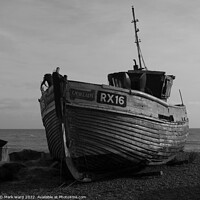 Buy canvas prints of Hastings Fishing Vessel in Monochrome. by Mark Ward