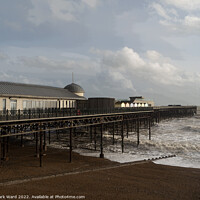 Buy canvas prints of Winter Wind and Waves on Hastings Pier. by Mark Ward