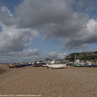 Buy canvas prints of Between Catches on Hastings Stade. by Mark Ward