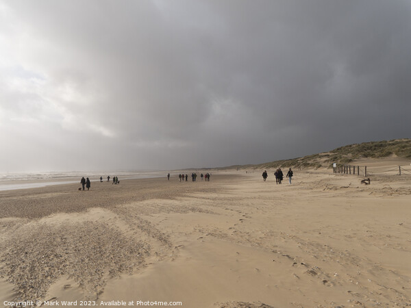 Winter Walkers at Camber Sands. Picture Board by Mark Ward