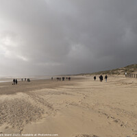 Buy canvas prints of Winter Walkers at Camber Sands. by Mark Ward
