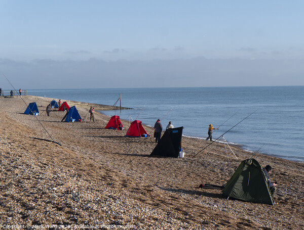 Sea Fishing on the Stade Beach in Hastings. Picture Board by Mark Ward