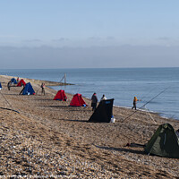 Buy canvas prints of Sea Fishing on the Stade Beach in Hastings. by Mark Ward