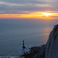 Buy canvas prints of Beachy Head Lighthouse on a Sunset evening. by Mark Ward