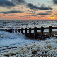 Buy canvas prints of Hastings Seafoam Sunset by Mark Ward