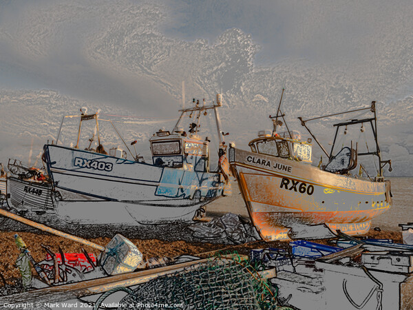 The Fishing Fleet of Hastings Picture Board by Mark Ward