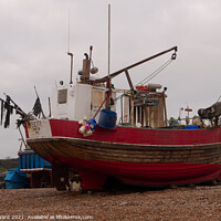 Buy canvas prints of Fishing Boat in Red by Mark Ward