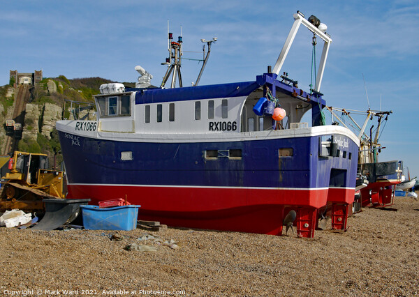 Hastings Fishing Boat Picture Board by Mark Ward