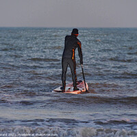Buy canvas prints of Paddleboarder All At Sea. by Mark Ward