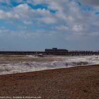 Buy canvas prints of Hastings Pier with a Rough Sea. by Mark Ward