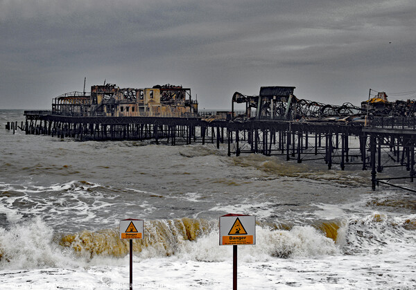 Fire Damage to Hastings Pier 2010. Picture Board by Mark Ward