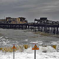 Buy canvas prints of Fire Damage to Hastings Pier 2010. by Mark Ward