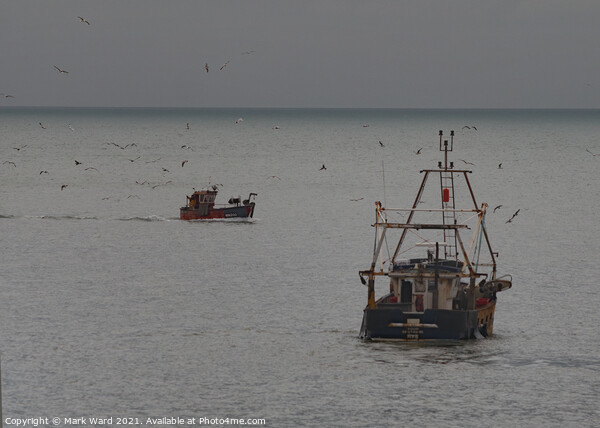 The Hastings Fishing Boats at work. Picture Board by Mark Ward
