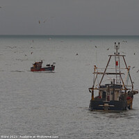 Buy canvas prints of The Hastings Fishing Boats at work. by Mark Ward