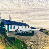 Buy canvas prints of Cottage at  Ballintoy Harbour  by Jacqui Morgan