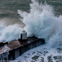 Buy canvas prints of Large waves at Portreath harbour in Cornwall by Craig Leoni